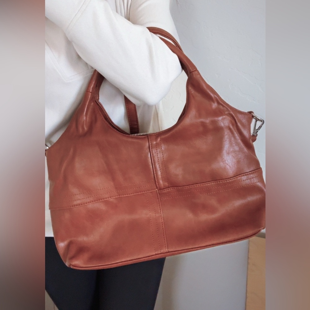 Amazon Brown Leather Handbag With Adjustable Straps